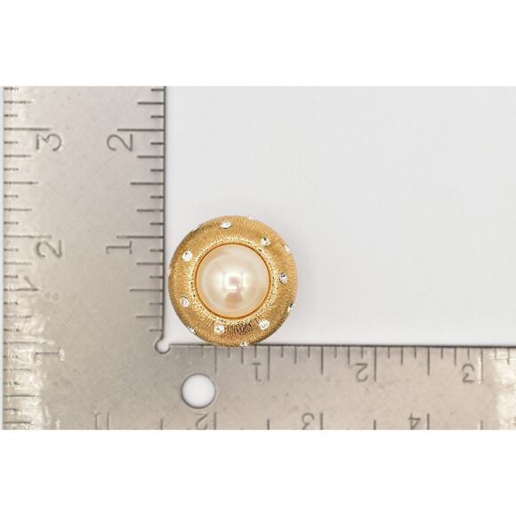 Christian Dior Vintage Starlight Crystal Earrings Chunky Dome Gold Signed Bin1 - Picture 12 of 12